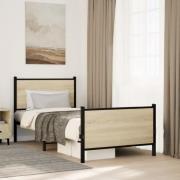 vidaXL Sängram utan madrass metall sonoma-ek 75x190 cm