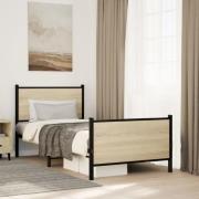 vidaXL Sängram utan madrass metall sonoma-ek 90x190 cm