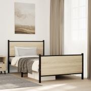 vidaXL Sängram utan madrass metall sonoma-ek 107x203 cm
