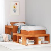 vidaXL Sängram utan madrass vaxbrun 75x190 cm massiv furu