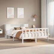 vidaXL Säng med bokhylla utan madrass vit 150x200cm massiv furu
