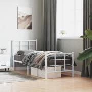 vidaXL Sängram med huvudgavel och fotgavel vit metall 80x200 cm