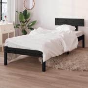 vidaXL Sängram svart massiv furu 75x190 cm