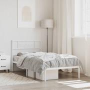 vidaXL Sängram med huvudgavel metall vit 90x200 cm