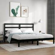 vidaXL Sängram svart massiv furu 200x200 cm