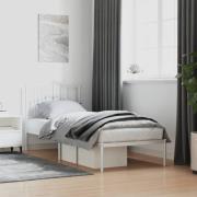 vidaXL Sängram med huvudgavel metall vit 90x200 cm