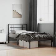 vidaXL Sängram med huvudgavel metall svart 107x203 cm