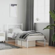 vidaXL Sängram utan madrass med huvudgavel metall vit 75x190 cm
