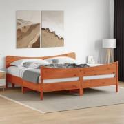 vidaXL Sängram utan madrass vaxbrun 200x200 cm massiv furu