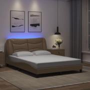 vidaXL Bed Frame with LED without Mattress "Hvar" Cappuccino 140x200 c...
