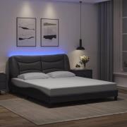 vidaXL Bed Frame with LED without Mattress "Hvar" Grey 160x200 cm