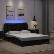 vidaXL Sängram med LED-belysning svart 140x190 cm konstläder