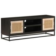vidaXL Tv-bänk svart 110x30x40 cm massivt mangoträ och järn