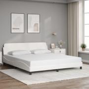 vidaXL Sängram med huvudgavel vit 180x200 cm konstläder