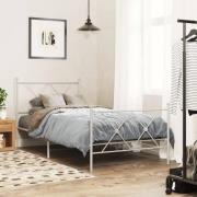 vidaXL Sängram med huvudgavel och fotgavel vit metall 90x190 cm