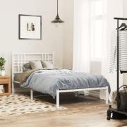 vidaXL Sängram med huvudgavel metall vit 107x203 cm