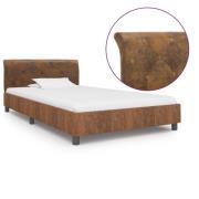 vidaXL Sängram utan madrass brun konstmocka 100x200 cm