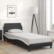 vidaXL Sängram med huvudgavel svart och vit 90x190 cm konstläder