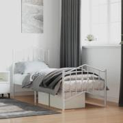 vidaXL Sängram med huvudgavel och fotgavel vit metall 75x190 cm