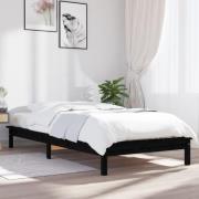 vidaXL Sängram 75x190 cm massiv furu svart