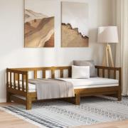 vidaXL Utdragbar dagbädd honungsbrun 2x(90x190) cm massiv furu