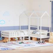 vidaXL Sängram med bänk och tak vit 80x200 cm massiv furu