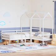 vidaXL Dagbänk med bänk och tak vit 90x200 cm massiv furu