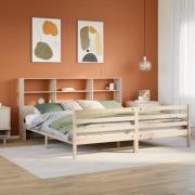 vidaXL Säng med bokhylla utan madrass 180x200cm massiv furu