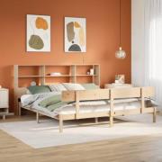 vidaXL Säng med bokhylla utan madrass 180x200cm massiv furu
