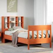 vidaXL Sängram utan madrass vaxad brun 90x190 cm massiv furu
