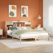 vidaXL Säng med bokhylla utan madrass 200x200cm massiv furu