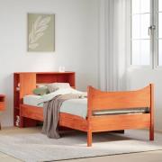 vidaXL Sängram utan madrass vaxad brun 90x190 cm massiv furu