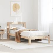 vidaXL Sängram med huvudgavel 90x190 cm massiv furu