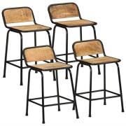 vidaXL Barstolar 4 st 46x35,5x70 cm massivt trä grov mango