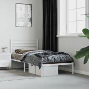 vidaXL Sängram med huvudgavel metall vit 90x200 cm