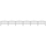 vidaXL Trädgårdsstaket med spjuttopp stål (1-1,25)x10,2 m svart
