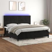 vidaXL Ramsäng med madrass & LED svart 200x200 cm sammet