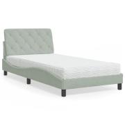 vidaXL Bed with Mattress Light Grey 100x200 cm Velvet