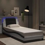 vidaXL Bed Frame with LED without Mattress "Zadar" White and Black 90x...