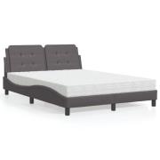 vidaXL Bed with Mattress "Zadar" Grey 140x200 cm Faux Leather
