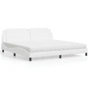 vidaXL Bed with Mattress "Zadar" White 200x200 cm Faux Leather