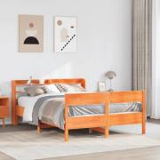 vidaXL Sängram utan madrass vaxbrun 120x190 cm massiv furu