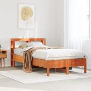 vidaXL Sängram utan madrass vaxad brun 90x190 cm massiv furu