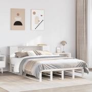 vidaXL Säng med bokhylla utan madrass vit 140x190 cm massiv trä