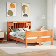 vidaXL Sängram utan madrass vaxbrun 140x200 cm massiv furu