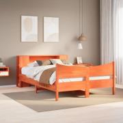 vidaXL Sängram utan madrass vaxbrun 140x190 cm massiv furu