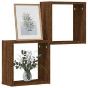 vidaXL Väggkubhyllor 2 st brun ek 30x15x30 cm