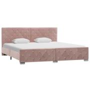 vidaXL Sängram rosa sammet 180x200 cm