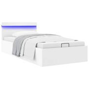 vidaXL Sängram hydraulisk förvaring utan madrass LEDs vit 90x200 cm