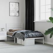 vidaXL Sängram med huvudgavel metall vit 90x190 cm